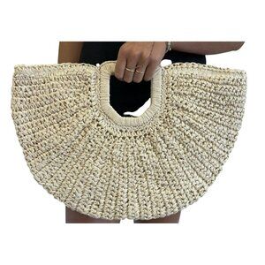 Anthropologie Natural Beige Ramla Woven Raffia Clutch Handbag